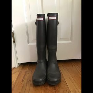 Tall brown hunter rain boots